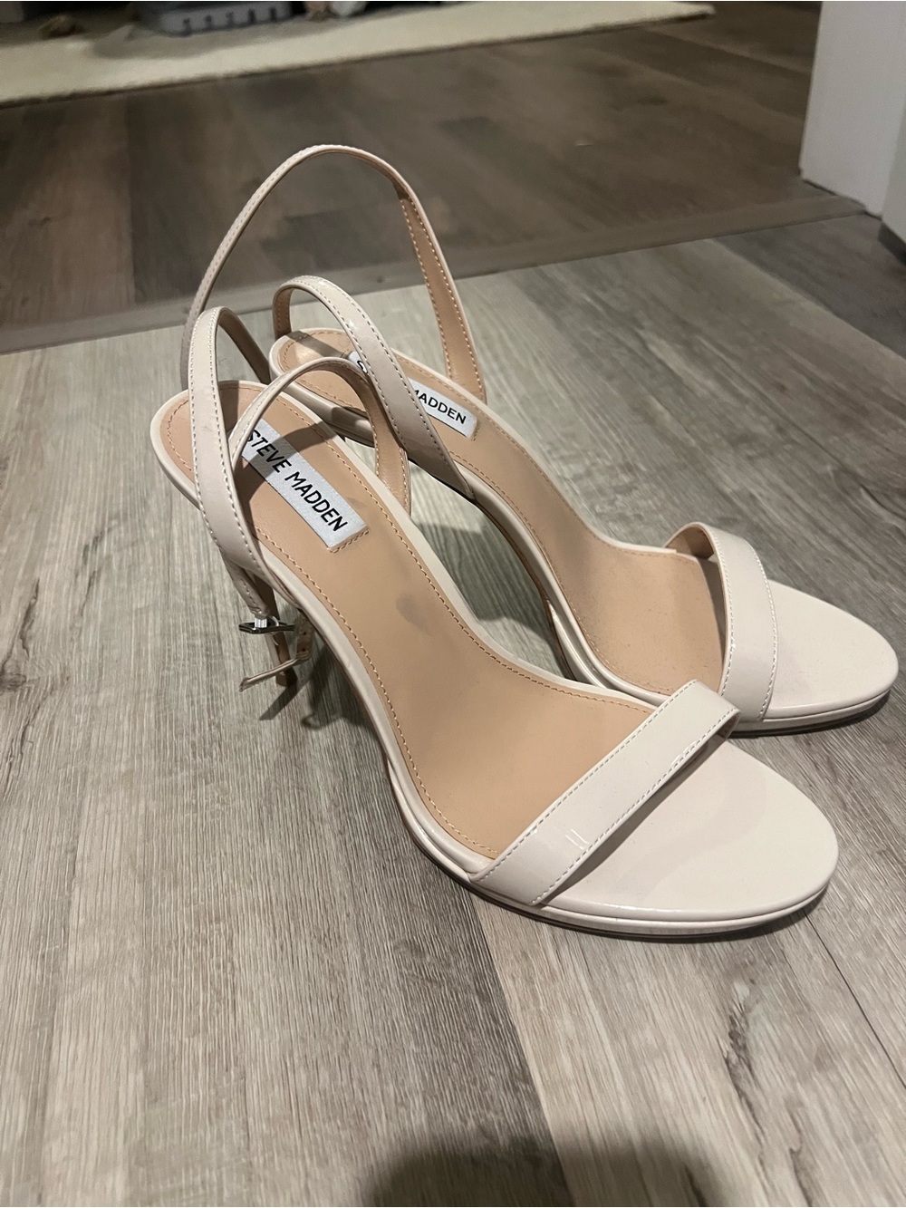 Steve Madden Cream Open-Toe Slingback Heels